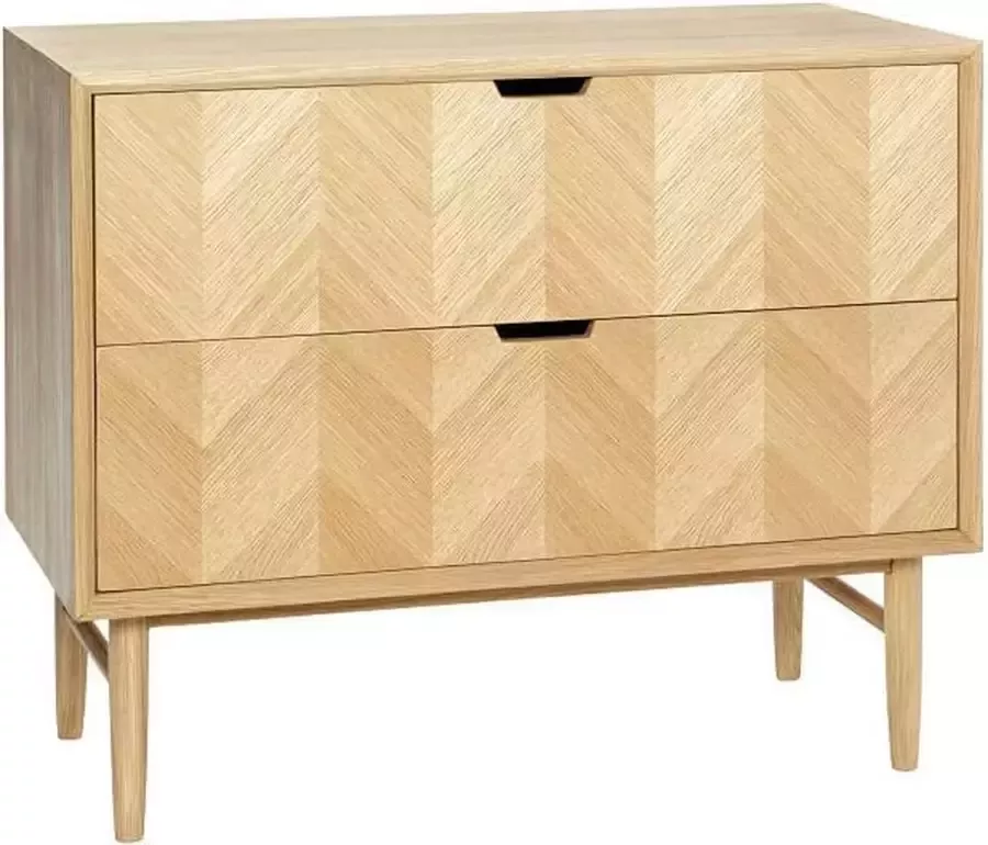 Hubsch Interior HÜBSCH INTERIOR Naturel FSC eiken dressoir met visgraat motief 80x40xh65cm