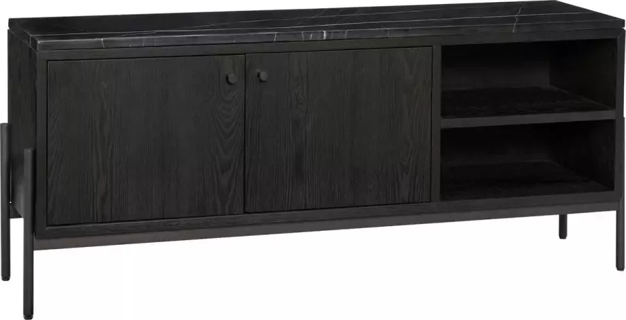 Hubsch Interior HÜBSCH INTERIOR NOBU zwart dressoir van FSC eucalyptushout marmeren blad 120x35xh51cm