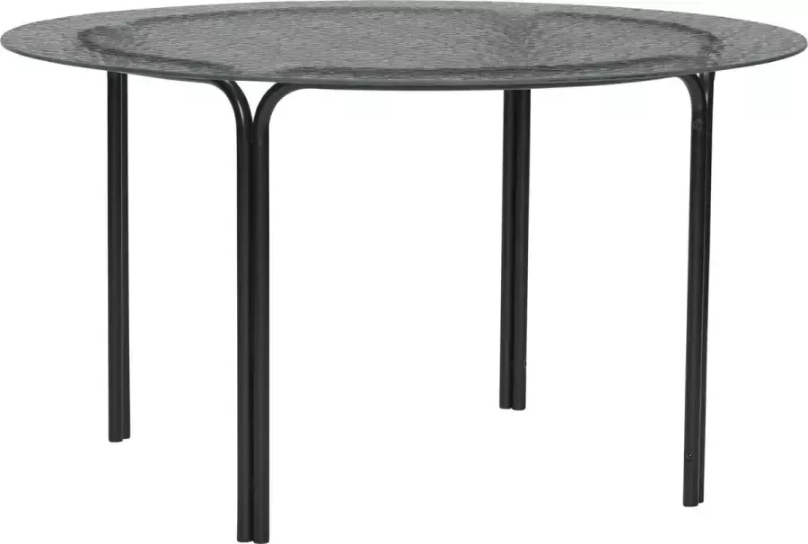 Hubsch Interior HÜBSCH INTERIOR – ORBIT Zwart metalen salontafel met glazen blad – Ø80 x h45cm