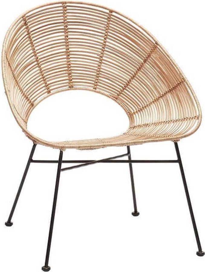 Hubsch Interior HÜBSCH INTERIOR Rotan loungestoel rond naturel onderstel zwart metaal
