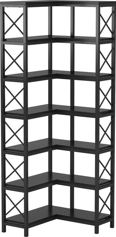 Huis-tuin online -Hoek Boekenplank Hoek Boekenkast Hoge Opbergrek -Metalen Frame -(60 cm x 60 cm x 200 cm)