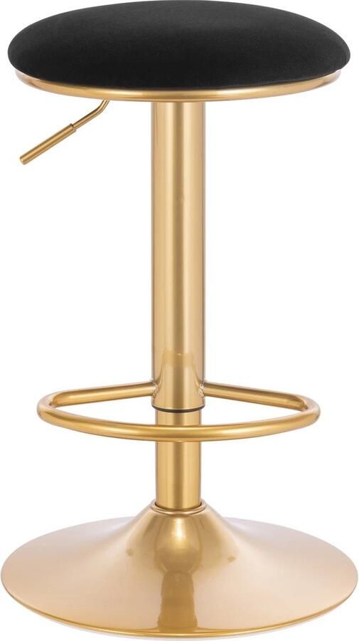 Stijlvol Zwart Gouden Ronde Barkruk Fluwelen Zachte Zitting 360º Draaibaar Flexibiliteit Hoogte Verstelbaar 61-82cm Stevige Voetsteun 38 5cm Draagvermogen 120kg Zitting Diameter 36cm- Ergonomisch Stalen Frame Zeer Stevig 10 4kg Antislip Krasbestendig - Foto 2