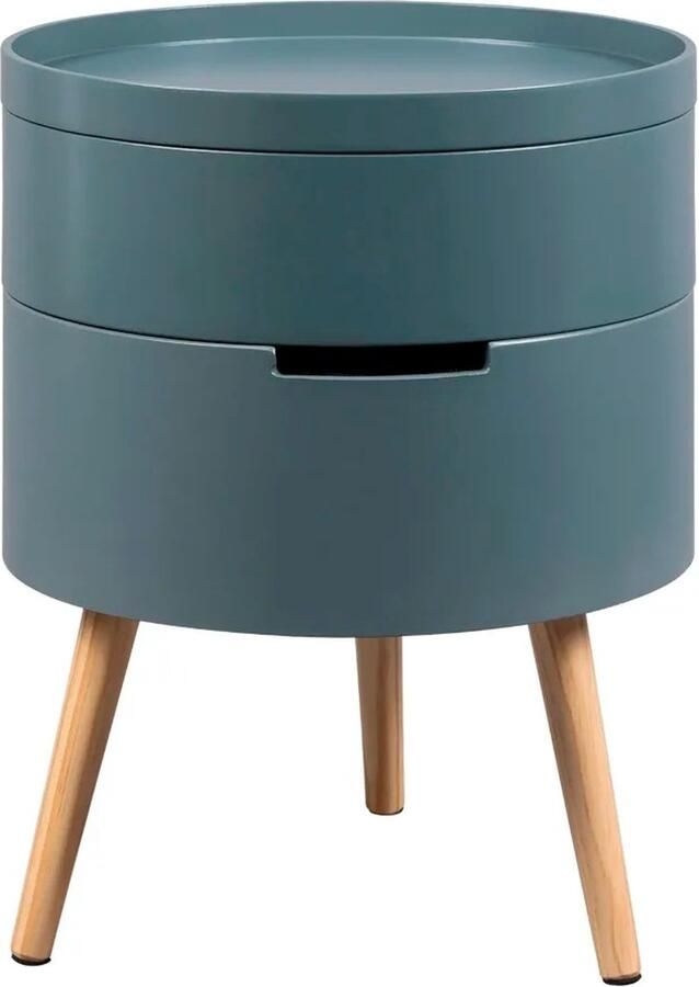 Huis-tuin online Nachtkastje 2 Opbergvakken Slaapkamermeubel wit-rond Lades Hoogte 49 CM - Foto 2