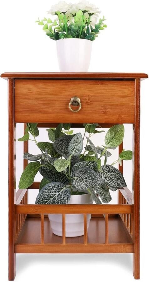 Huis-tuin online Nachtkastje Bamboe L * W * H: 30x30x49cm Lades Slaapkamermeubels multifunctioneel design Ruimtebesparend Eenvoudige montage