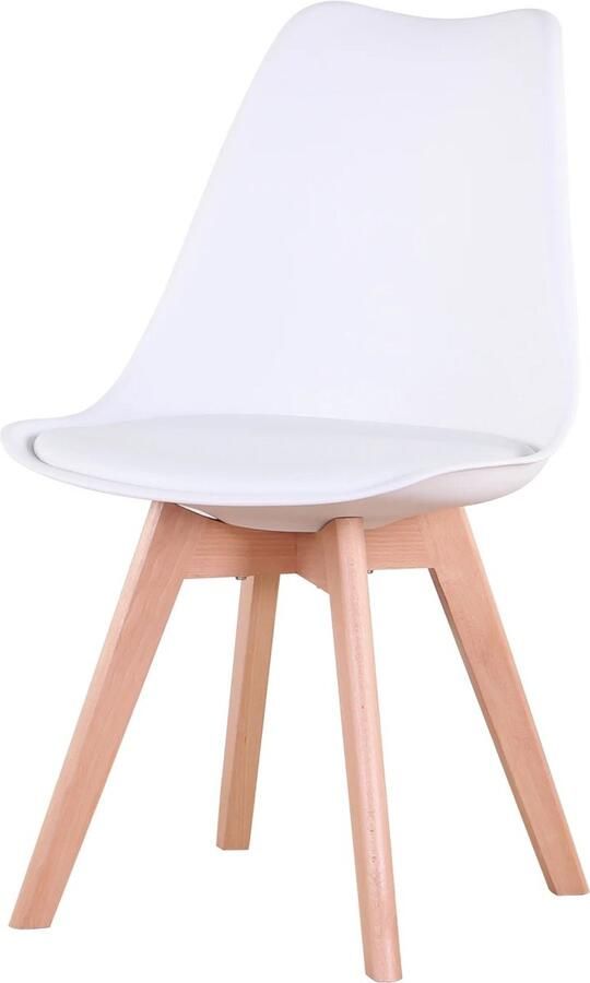 Huis-tuin online -Stoelen-Eetkamer -set van 6 -wit-Houten poten