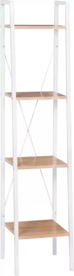 Huiz Boekenrek Open Boekenkast Ladderkast Etagere Kast Opbergrek 148cm Hoog Wit Bruin
