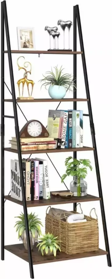 Huiz Boekenrek Open Boekenkast Ladderrek Plantenkast 60x50.3x180.5cm Industrieel