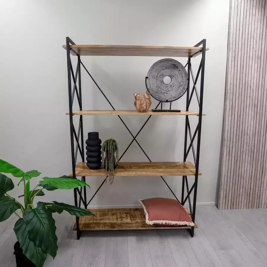 HUUS Boekenkast Sonja Mangohouten boekenkast Planken 120x40x180 cm