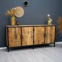 HUUS Dressoir Femke 4 deuren Mangohout Bruin Industrieel 180 cm - Thumbnail 1