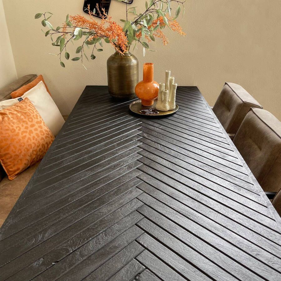 HUUS Eettafel Floor Visgraat Zwart 240 cm