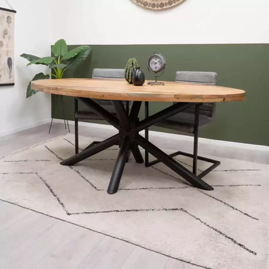 HUUS Eettafel Monique Luxe Ovale Eettafel 240 cm Spinpoot Mangohout 240x110x78 cm