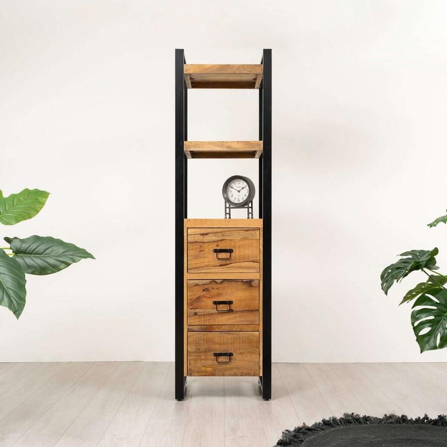 HUUS Boekenkast Britt Luxe boekenkast Lades: 55x40x200 cm Gemaakt van Hout