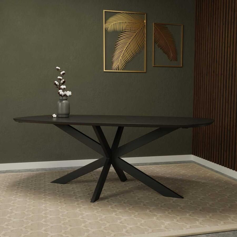 HUUS Eettafel Jens Deens ovaal zwart 240cm
