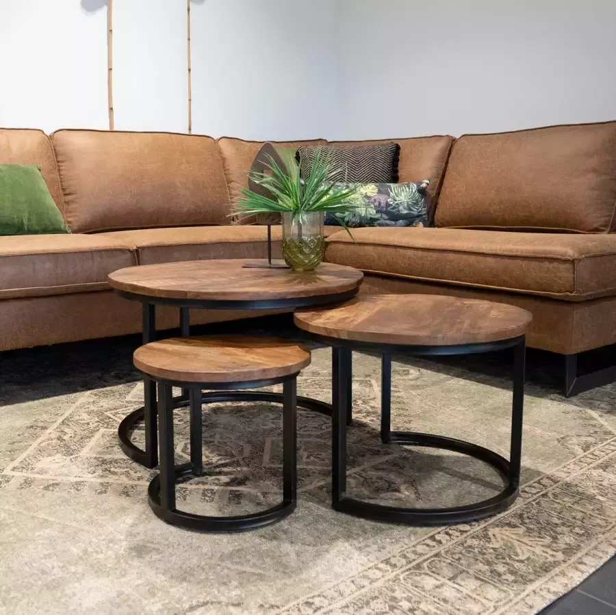 Mangoe Meubels HUUS Salontafelset Anne Mangohout salontafel Bruin Set Normaal
