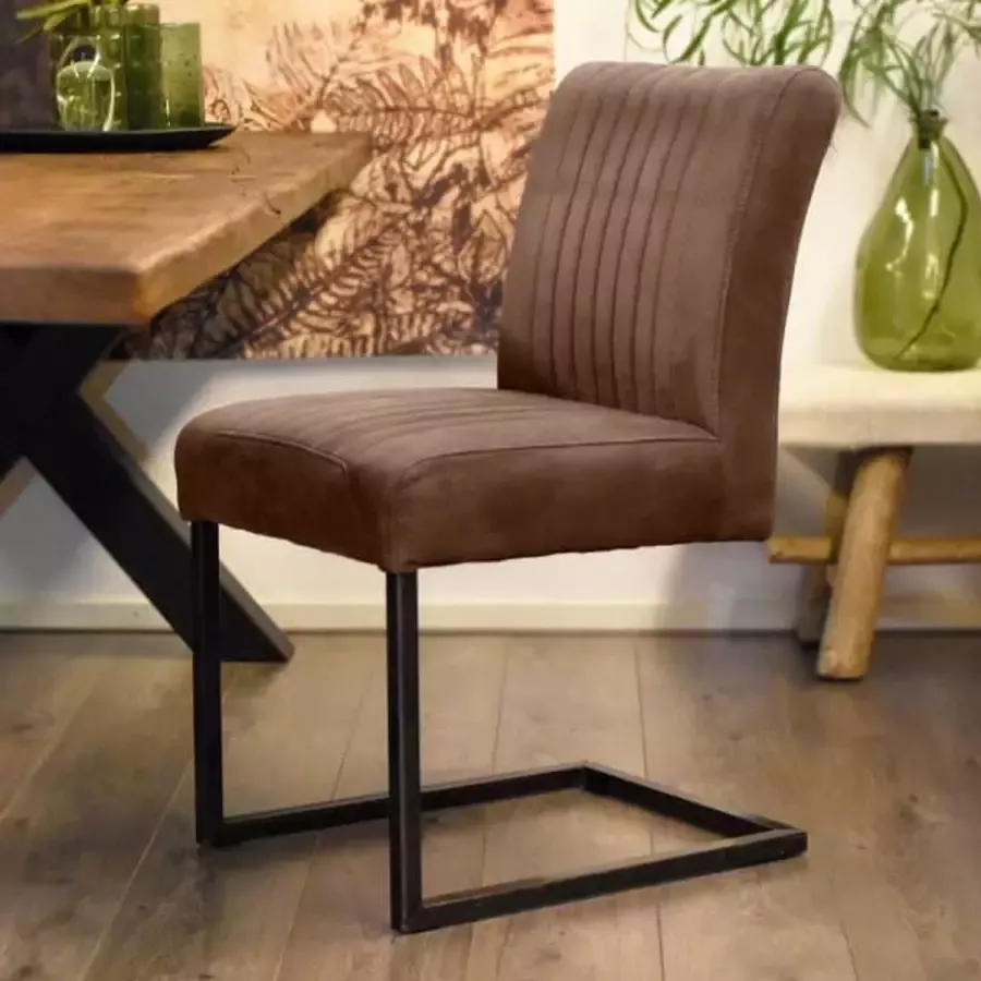 HUUS Stoel België Topkwaliteit eetkamerstoel 47x61x88 cm Bruin Leer