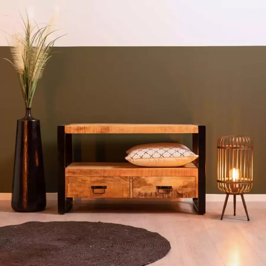 Mangoe Meubels HUUS Tv Meubel Britt 100 cm 2 lades Gemaakt van Mangohout 100x45x60 cm