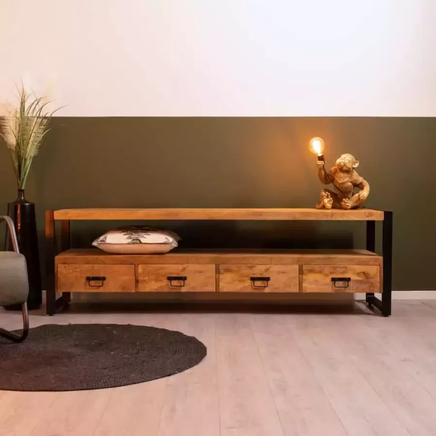 Mangoe Meubels HUUS Tv-meubel Britt Luxe tv-meubel 4 lades: 180x45x60 cm Gemaakt van Hout Mangohout - Foto 2