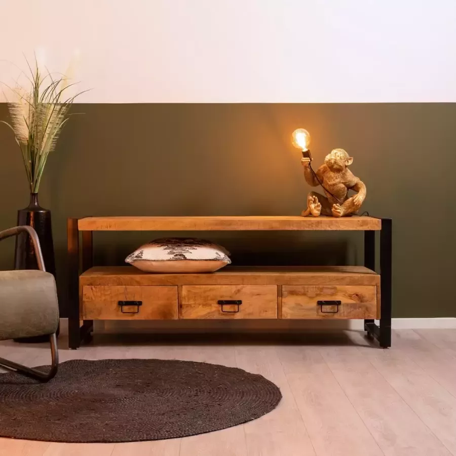 Mangoe Meubels HUUS Tv-meubel Britt Luxe tv-meubel 2 lades: 105x45x60cm Gemaakt van Hout Mangohout Luxe uitstraling Handgemaakt