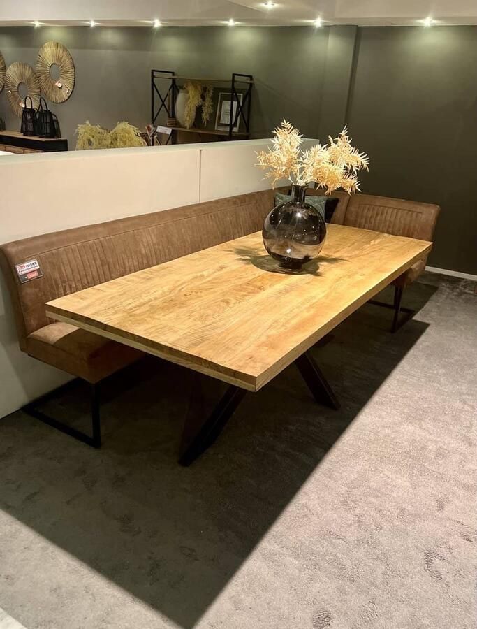 HUUS.nl HUUS Eettafel Monica Eettafel van Mangohout voor binnen 240x100x76 cm Spinpoot