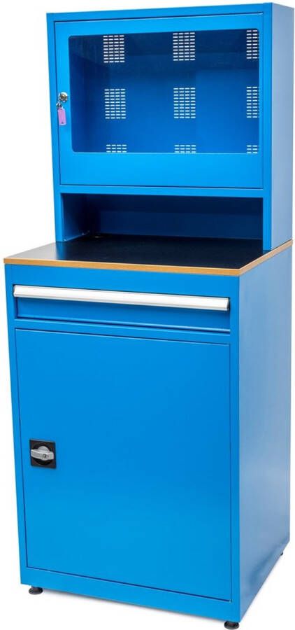 Huvema Computerkast 27'' met 1 Lade en Onderkast BL 1D Afmetingen 57 x 71 x 174 8cm PC 27'' Werkplaats Werkplaatsinrichting