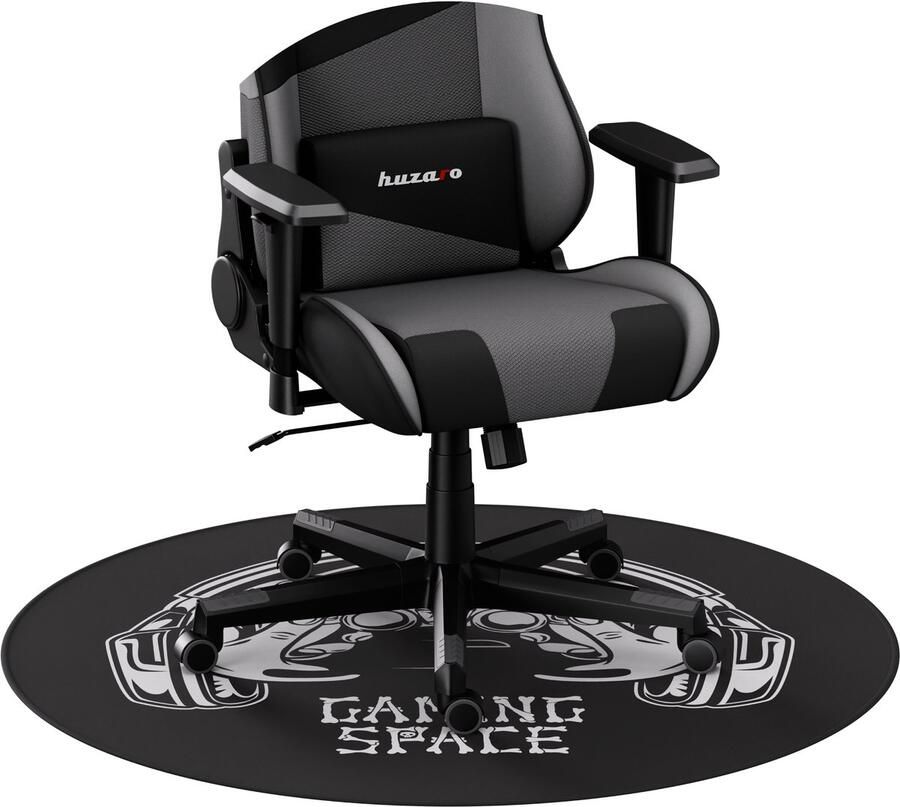 Huzaro FloorMat 6.0 – Gaming Vloermat 120x120 cm – Antislip – Waterdicht – Geluiddempend – Zwart met Design