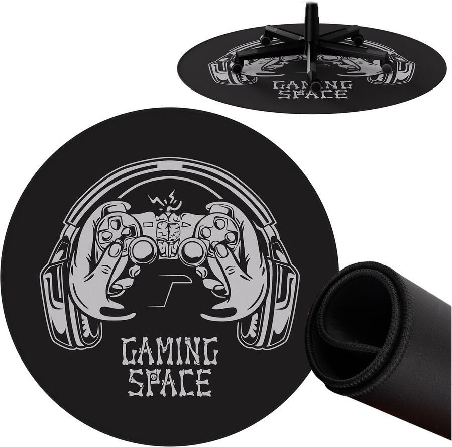 Huzaro FloorMat 6.0 – Gaming Vloermat 120x120 cm – Antislip – Waterdicht – Geluiddempend – Zwart met Design
