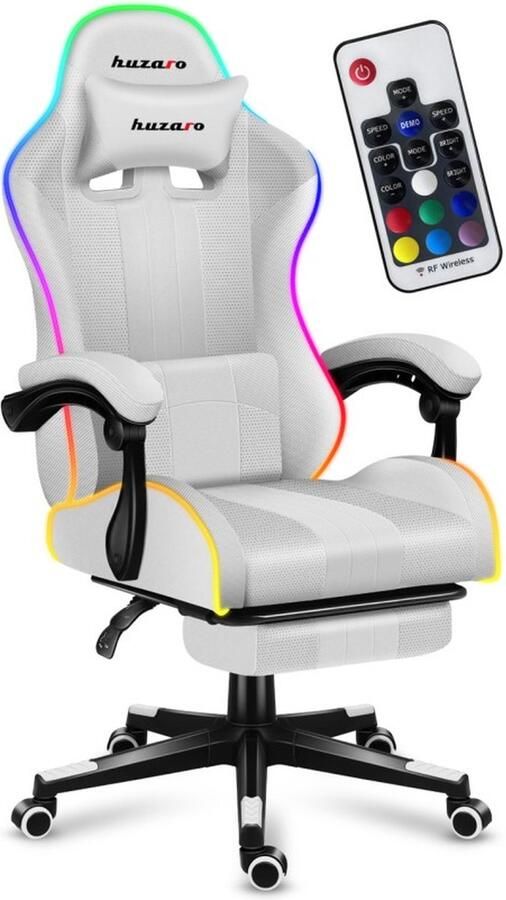 Huzaro Force 4.7 White RGB Mesh Gaming stoel