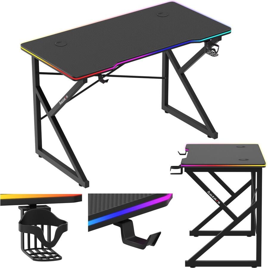 Huzaro Gamingbureau met LED-verlichting Hero 1.7 RGB Zwart - Foto 2
