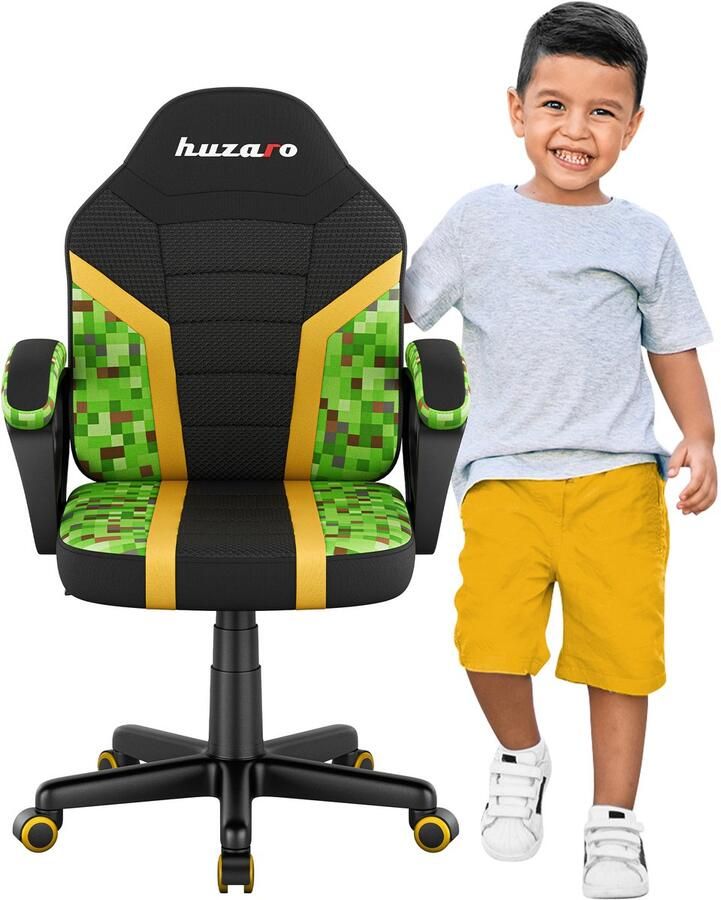Huzaro Ranger 1.0 Spider Mesh Kinder Gaming Stoel Bureaustoel voor Kinderen Groen zwart - Foto 2
