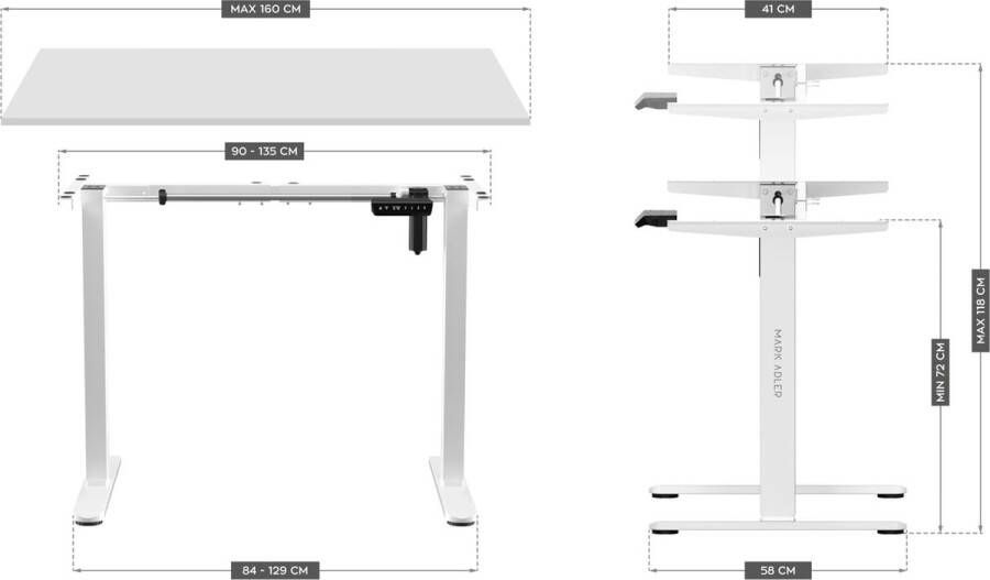 Huzaro Xeno 4.1 Elektrisch onderstel bureau Wit