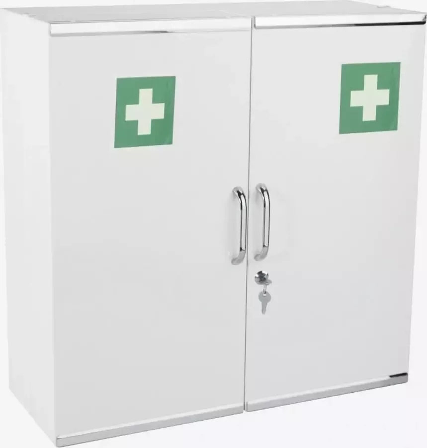 HygieneShopBasics Medicijnkast gemaakt van metaal met 2 deuren in wit voor wandmontage