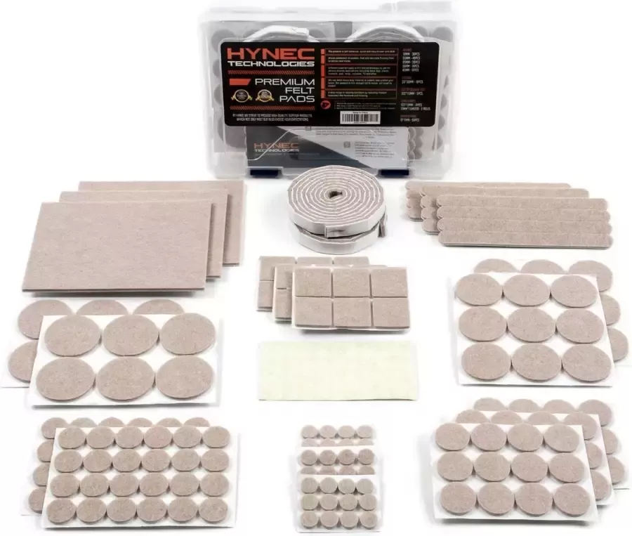 Hynec Tech Hynec Premium Meubelglijders Viltglijders Zelfklevend Viltglijders voor Stoelen Vloerglijders voor Stoelen Meubelglijders Parketglijders Meubelglijders Vilt 256 Stuks BEIGE Viltglijders Set