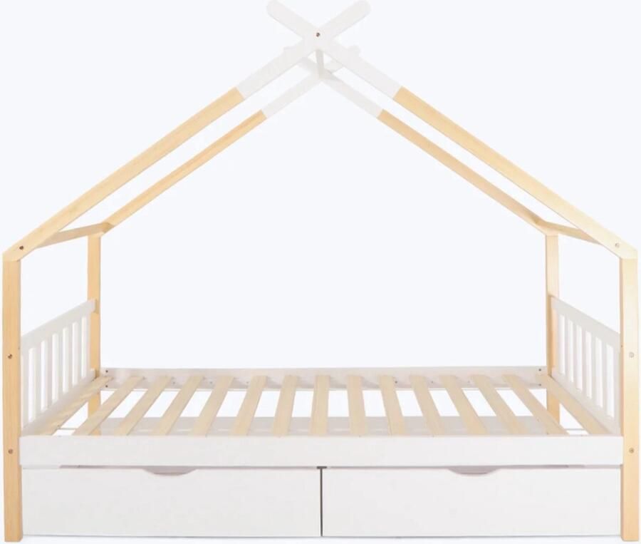 Hypnia Peuterbed Kinderbed Huisbed Odyssee Kinderbedden 90 x 200 Lattenbodem Bedbodem 2 Opberglades Zonder Bedhek Eenvoudige Montage Goed Verstevigd Tijdloze Bedbodem Geschikt Voor Ieder Matras