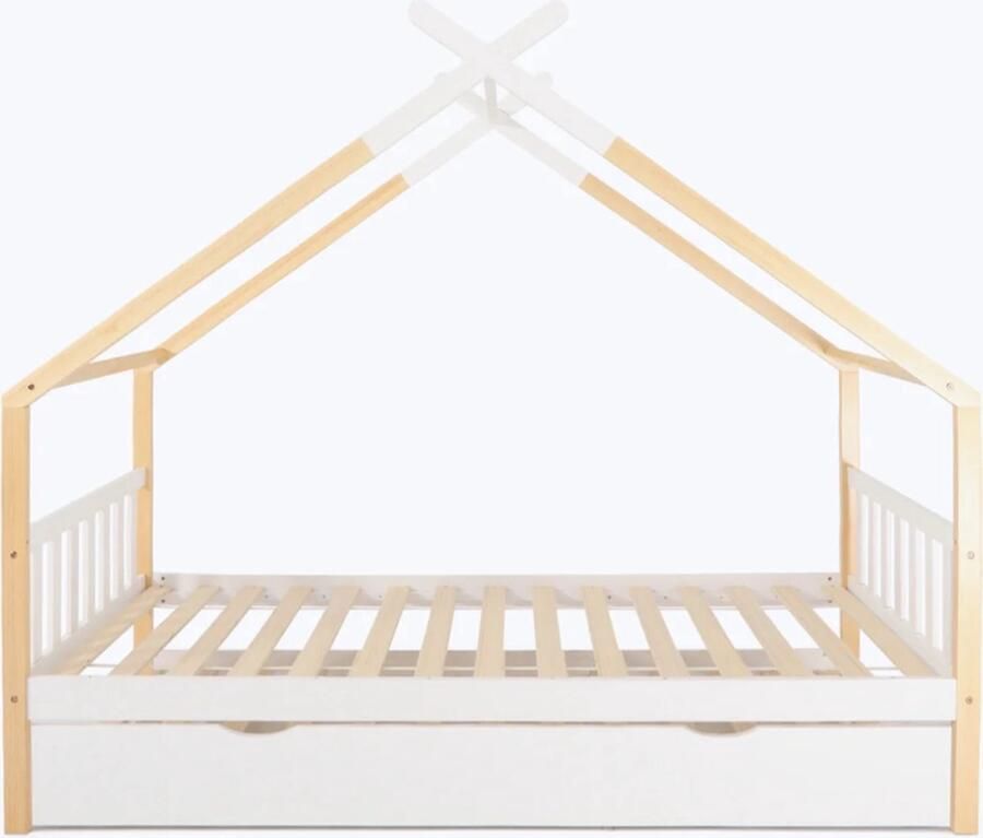 Hypnia Peuterbed Kinderbed Huisbed Odyssee Kinderbedden 90 x 190 Lattenbodem Bedbodem Met Bodemlade Zonder Bedhek Eenvoudige Montage Goed Verstevigd Tijdloze Bedbodem Geschikt Voor Ieder Matras