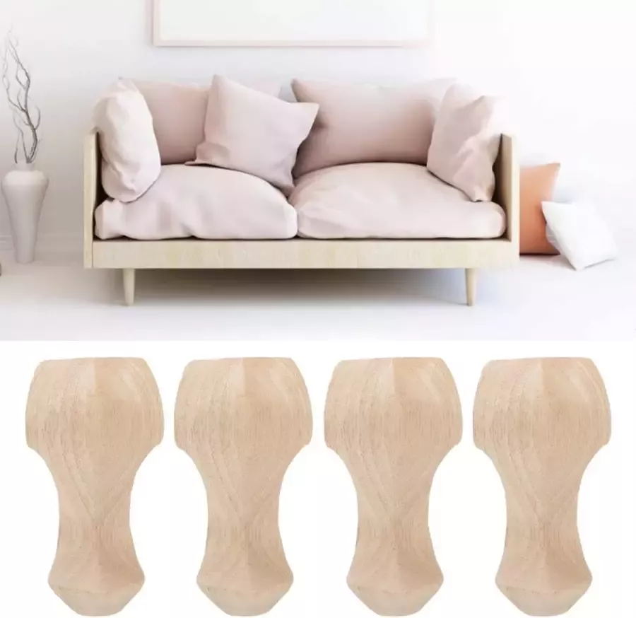 Hztieriger Set van 4 houten meubels poten salontafel Voeten Been hoekbescherming Decoratieve Voeten Been voor TV-kast Sofa (12 x 6 cm)