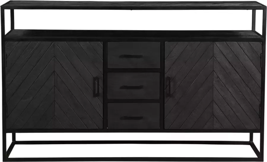 I-Catchers Dressoir raw black eikenhout 150 x 40 x 90 (h) cm