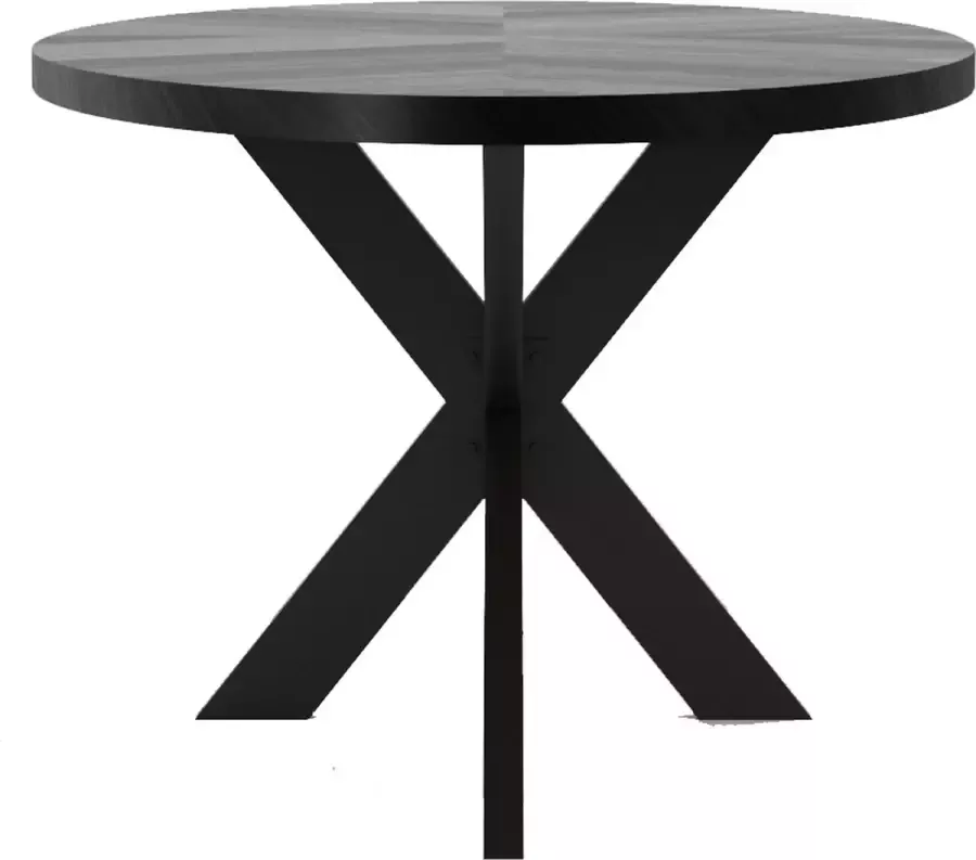 I-Catchers Eettafel fort black hout 150 x 150 x 4 (h) cm