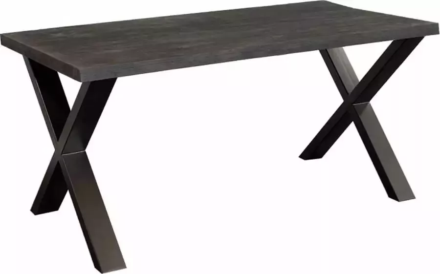 I-Catchers Eettafel massief Mango zwart 160 x 90 x 78 cm Bladdikte 4 cm X-poot