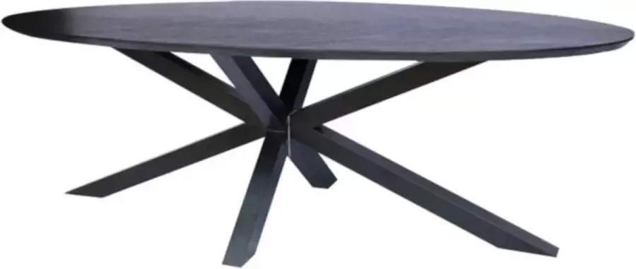 I-Catchers Eettafel ovaal eiken fineer zwart 240 x 100 x 78 cm Bladdikte 4 cm Kruispoot