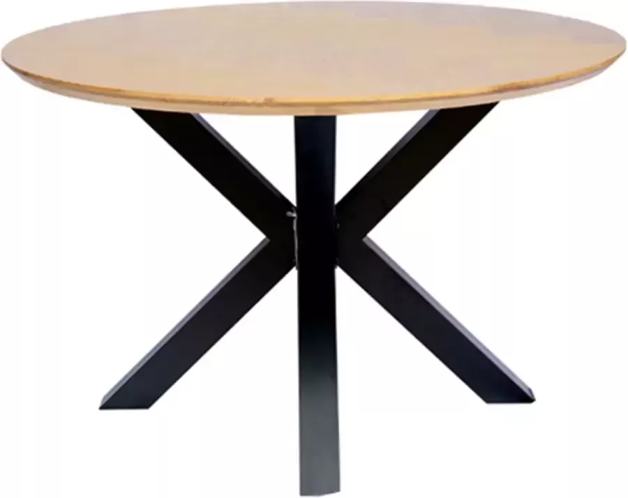 I-Catchers Eettafel rond eiken fineer 120 x 120 x 78 cm Bladdikte 4 cm Kruispoot