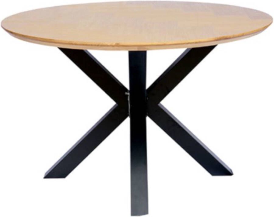 I-Catchers Eettafel rond eiken fineer 120 x 120 x 81 cm Visgraat Kruispoot