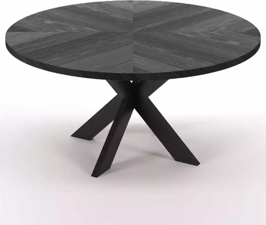 I-Catchers Eettafel rond eiken fineer zwart 120 x 120 x 78 cm Bladdikte 4 cm Kruispoot