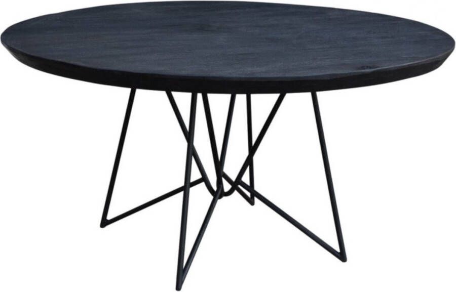 I-Catchers Eettafel rond mango zwart 130 x 130 x 75 cm Buispoot