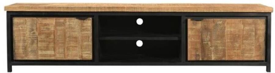 Meubelplaats Tv meubel Bas Mangohout 210x40x52 cm Bruin Industrieel Design Landelijk Robuust 2 Deuren & 2 Open Vakken - Foto 2