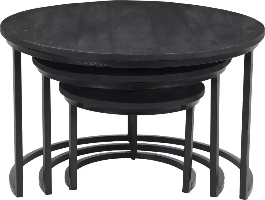 I-Catchers Salontafel (set van 3) limitless black mangohout 77 x 77 x 47 (h) cm