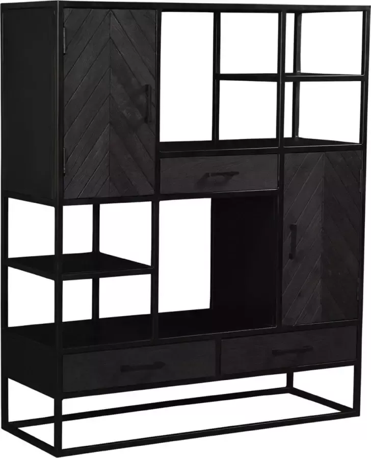 I-Catchers Wandkast herring black mangohout 120 x 40 x 140 (h) cm