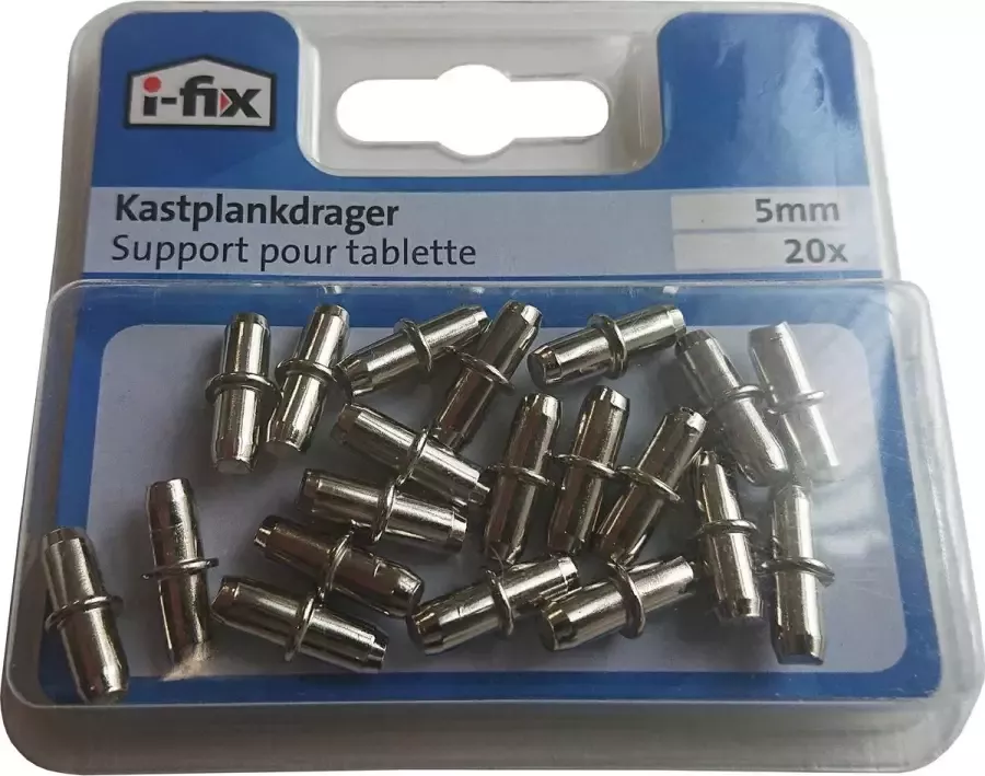 I-Fix kastplankdrager 5mm verchroomd staal 20 stuks