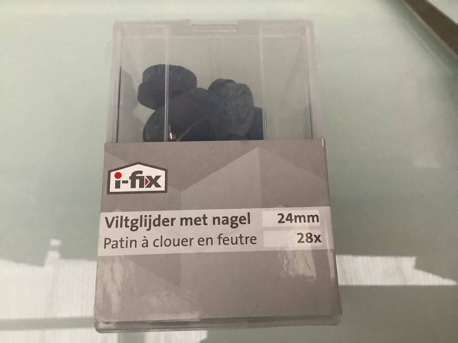 I-Fix . Vilt glijder voor stoel poot. Voor harde vloeren. Bruin. 24 mm. 28 stuks
