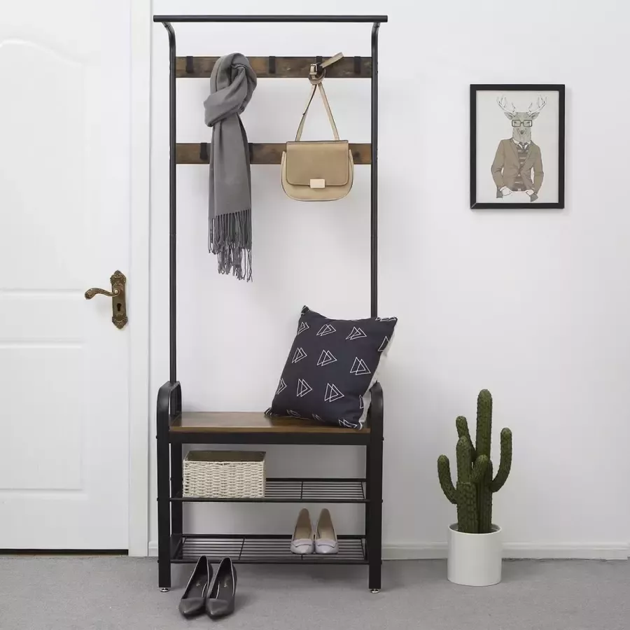 IBella Living Kapstok met Schoenenrek en Bank 183 cm Hoog