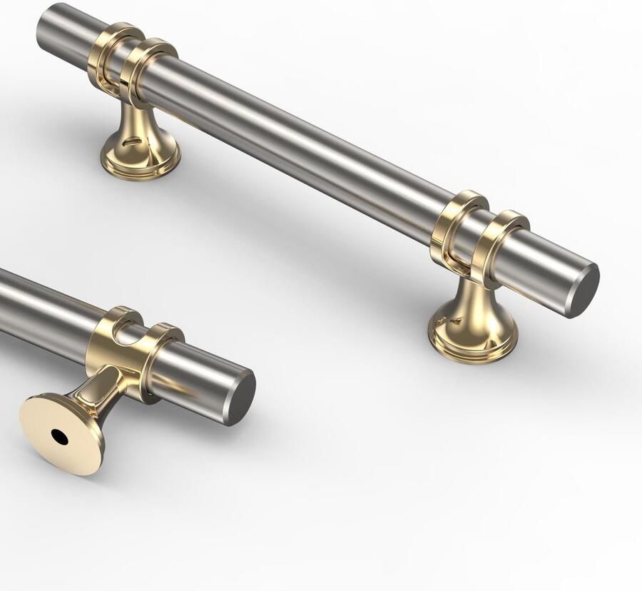 Ibenzoa 10 Stuks Borstelloos Messing Handgrepen Messing Goud Keuken Handgrepen Universele Keuken Grepen Geschikt voor Kasten en Deuren